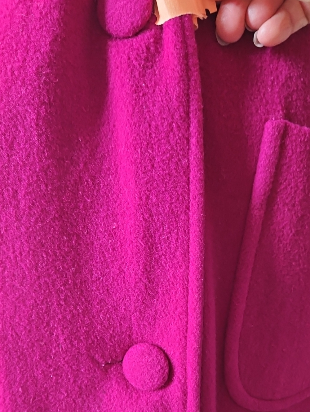 Lorovi Fuchsia Long Wool Coat with Oversized Collar Petite - Picture 3 of 8